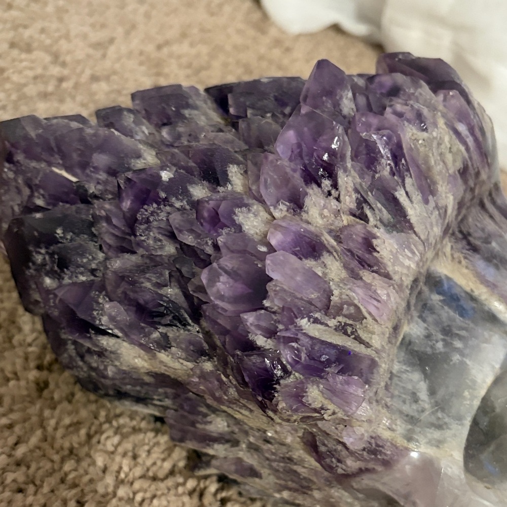 Amethyst Crystal Skull Sculpture - Purple and Clear - Picture 2 of 4